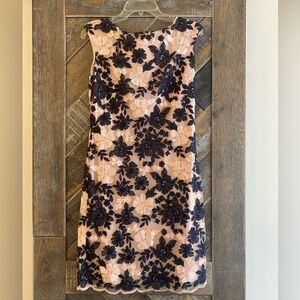 Ralph Lauren Strapless Dress with Navy Floral on Blush